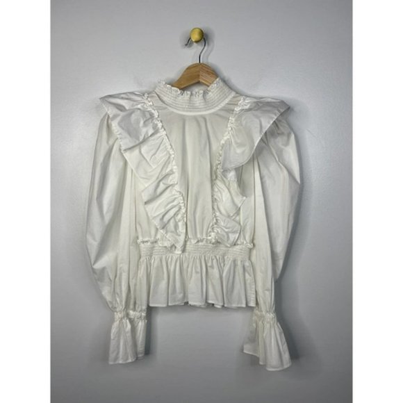 Sea Nw York Gaia Ruffled Cutout Lightweight Blouson Blouse White Size: 00 NWOT - Picture 2 of 9